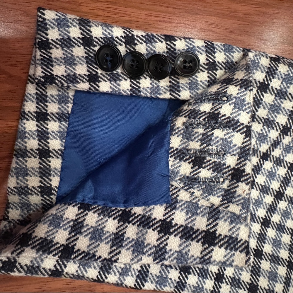 Kiton 100% Cashmere Men's Blazer - Black, Blue and White Checkered size IT 61 - Picture 8 of 17